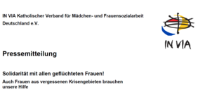 Pressemitteilung IN VIA e.V.