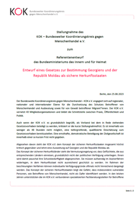 Cover KOK-Stellungnahme Cover KOK-Stellungnahme