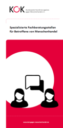 Cover KOK-Flyer Spezialisierte Fachberatungsstellen f&uuml;r Betroffene von Menschenhandel