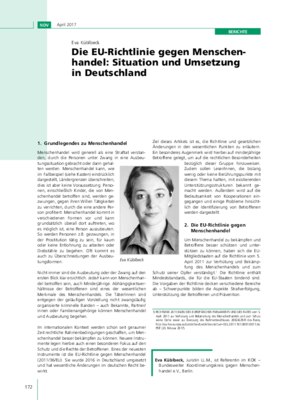 Die EU-Richtlinie gegen Menschenhandel: Situation und Umsetzung in Deutschland